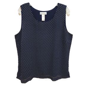 Drapers and Damons Shell Top Womens Size XL Navy White Polka Dot Lined Layering